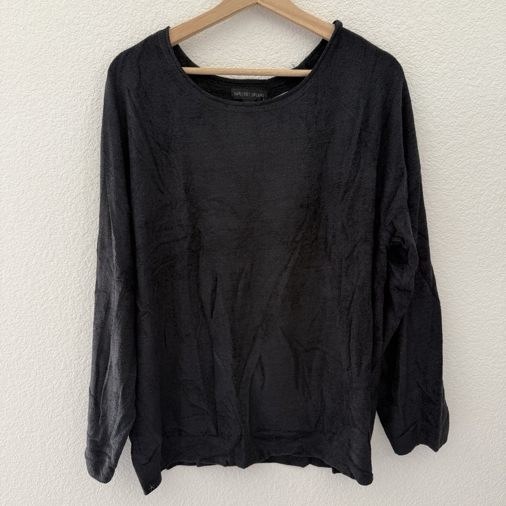 Barefoot Dreams NEW L/S Lounge Sweater Top 2X Black Cozy